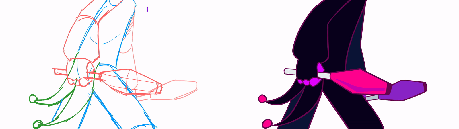 Violet vs. Dummy (Roughs, Clean-up, Color)